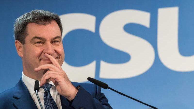 Markus Söder bei einer Pressekonferenz in der CSU-Parteizentrale in München.
