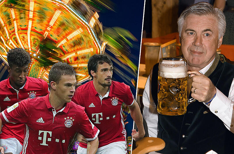 Wiesn-Mentalität beim Bayern-Coach: Erst den Kader wie im Kettenkarussell durchrotieren, dann dem Gegner ordentlich einschenken! Coman, Kimmich und Hummels (v.l.) profitieren.