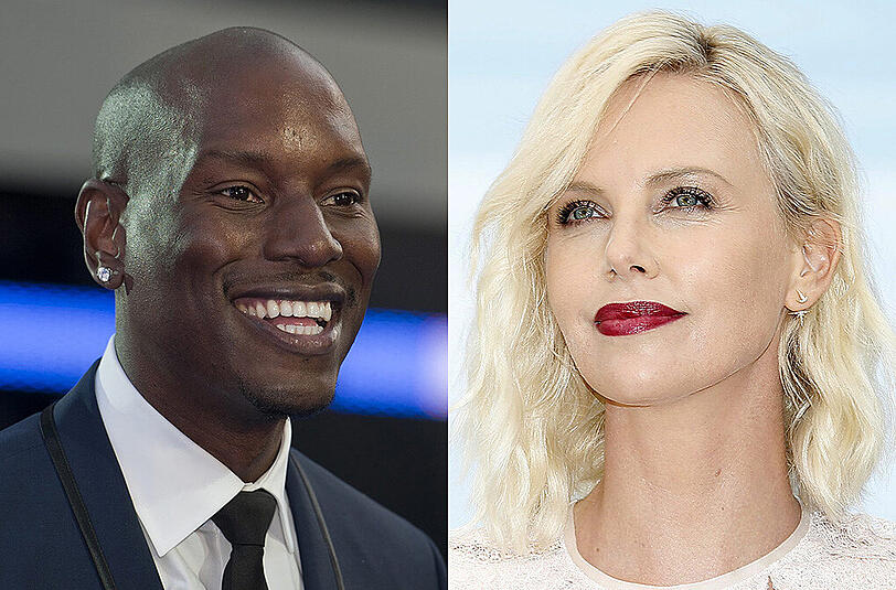 Tyrese Gibson und Charlize Theron stehen gemeinsam für den Actionfilm "Fast & Furious 8" vor der Kamera.