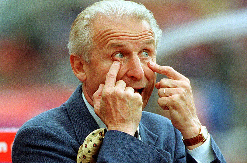 Giovanni Trapattoni als Trainer des FC Bayern München - Szene aus dem Jahr 1997.