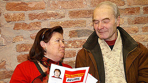Die Arbeitslose Helga Doerfler (57) und der Lehrer Karl Jordan wählen beide "Die Linke"-