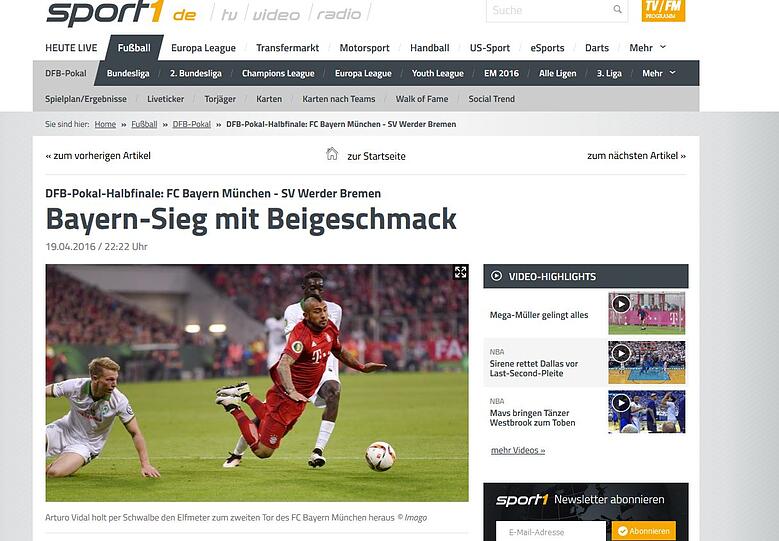 Sport1 findet einen "Beigeschmack".