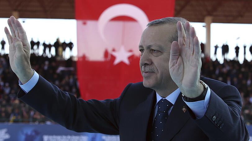 Der türkische Präsident Recep Tayyip Erdogan am Wochenende in Canakkale während einer Gedenkveranstaltung zum 102. Jahrestag der Schlacht von Gallipoli.
