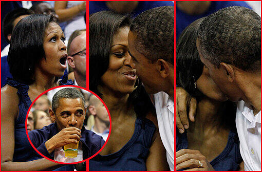 Was war denn da los? US-Präsident Barack Obama und seine First Lady wurden beim Basketball in Washington von der "Kiss Cam" eingefangen - und zeigten den Amerikanern gleich mal ordentlich, wie es geht...