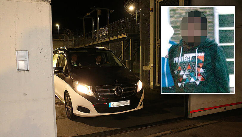 In diesem Leichenwagen wird der Leichnam von Dschaber Al-Bakr (kl. Bild) aus der Justizvollzugsanstalt Leipzig weggebracht. In diesem Leichenwagen wird der Leichnam von Dschaber Al-Bakr (kl. Bild) aus der Justizvollzugsanstalt Leipzig weggebracht.
