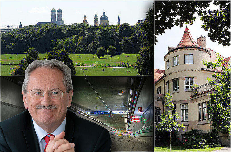 Kein Gebäude der Stadt soll höher sein als die Frauenkirche &ndash; das haben die Münchner, initiiert von Alt-OB Kronawitter (&dagger;), einst so entschieden (o.). Blick in den Luise-Kiesselbach-Tunnel: Diesen und den Petueltunnel hat ein Bürgerentscheid durchgesetzt (der damalige OB Ude war dagegen) (u.). Ohne Bürgerprotest gäb&rsquo;s die Seidlvilla so nicht mehr (r.).