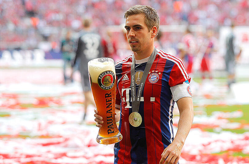 Bayern-Kapitän Philipp Lahm nach der gewonnen Meisterschaft im Mai 2014.
