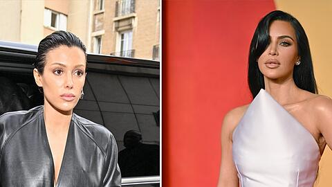 Bianca Censori (l.) ist Kanye West aktuelle Partnerin, Kim Kardashian seine Ex-Frau und Mutter seiner vier Kinder.