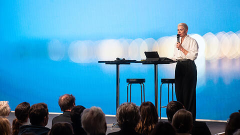 Maria Kalesnikava im Literaturhaus.  Foto: Pierre Jarawan/Literaturhaus