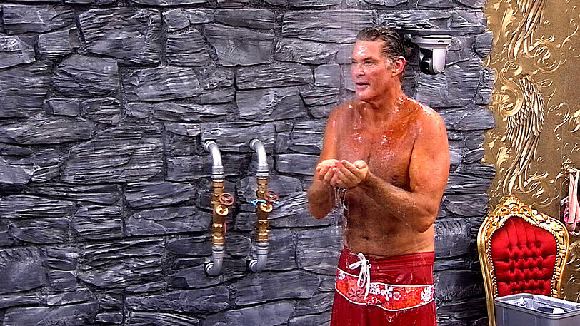 Aber nicht nur Manuel Charr schafft es Blicke auf sich zu ziehen. David Hasselhoff kann sich unter der Dusche sehen lassen!
