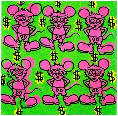 "Andy Mouse": Keith Haring hat hier seinem Freund Andy Warhol eine witzige, liebevolle Hommage gemalt. Freilich mit einem kleinen Seitenhieb, Warhol war durchaus am Profit orientiert.