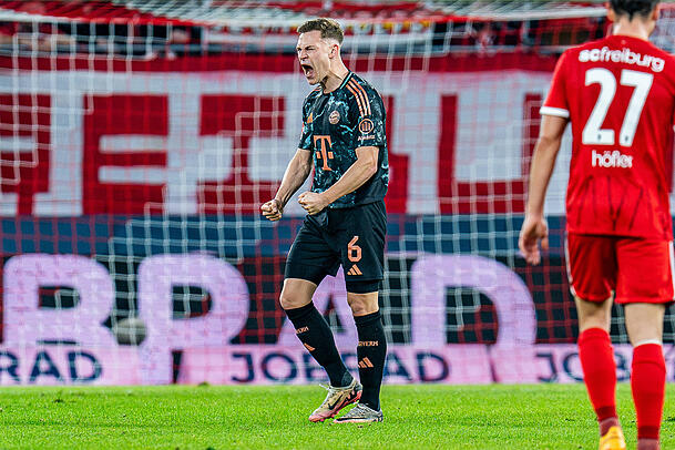 Münchner Mentalitätsmonster: Joshua Kimmich nach dem Sieg gegen den SC Freiburg. Münchner Mentalitätsmonster: Joshua Kimmich nach dem Sieg gegen den SC Freiburg.