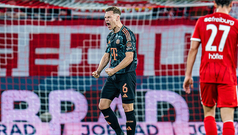 Münchner Mentalitätsmonster: Joshua Kimmich nach dem Sieg gegen den SC Freiburg. Münchner Mentalitätsmonster: Joshua Kimmich nach dem Sieg gegen den SC Freiburg.