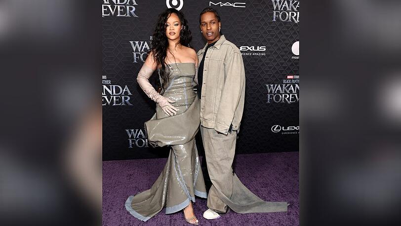Rihanna und ihr Freund A$AP Rocky bei der "Black Panther: Wakanda Forever"-Premiere.