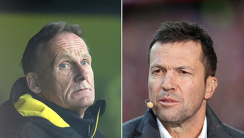 Geraten in der Debatte um den angeblichen BVB-Kabinenbesuch von Bayern-Star Mats Hummels aneinander: Dortmunds Geschäftsführer Hans-Joachim Watze und Ex-Nationalspieler Lothar Matthäus (rechts). Geraten in der Debatte um den angeblichen BVB-Kabinenbesuch von Bayern-Star Mats Hummels aneinander: Dortmunds Geschäftsführer Hans-Joachim Watze und Ex-Nationalspieler Lothar Matthäus (rechts).