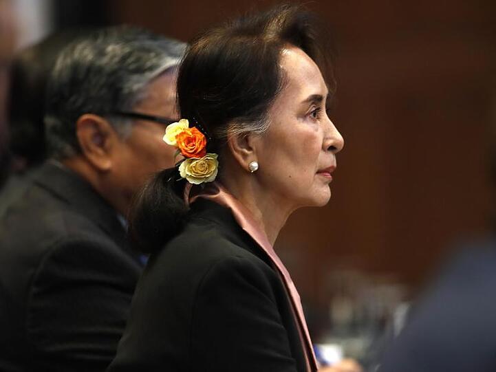 Aung San Suu Kyi im Gerichtssaal des Internationalen Gerichtshofs in Den Haag.