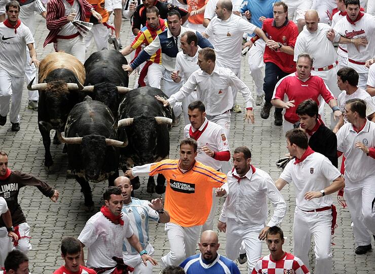 Der erste Lauf der Fiesta von San Fermin.