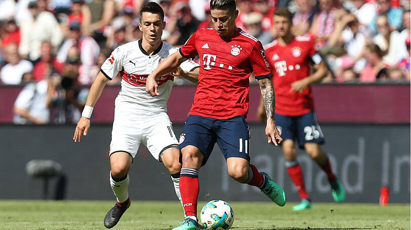 James Rodriguez: Note 4. Lange Zeit der auffälligste Spieler im Bayern-Zentrum. Gute Flanken, gute Pässe, er bestimmte den Rhythmus. Hatte Pech, dass sein Distanzschuss über das VfB-Tor flog (45.). Nach der Halbzeit baute er aber auch deutlich ab.
