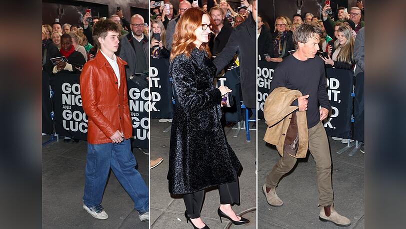 Julia Roberts mit ihrem Sohn Henry Moder (l.) und ihrem Mann Daniel Moder am 1. April in New York City.