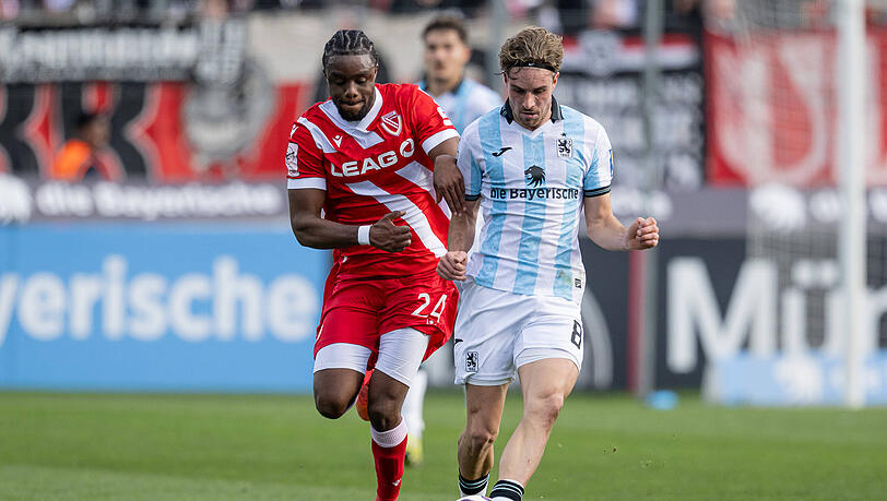 Ex-Kollegen im Duell: Löwe David Philipp (r.) im Zweikampf mit Anderson Lucoqui. Ex-Kollegen im Duell: Löwe David Philipp (r.) im Zweikampf mit Anderson Lucoqui.