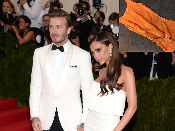 Zu ihrem ersten Date überraschte Victoria Beckham ihren David mit diesem orangenen Kleid