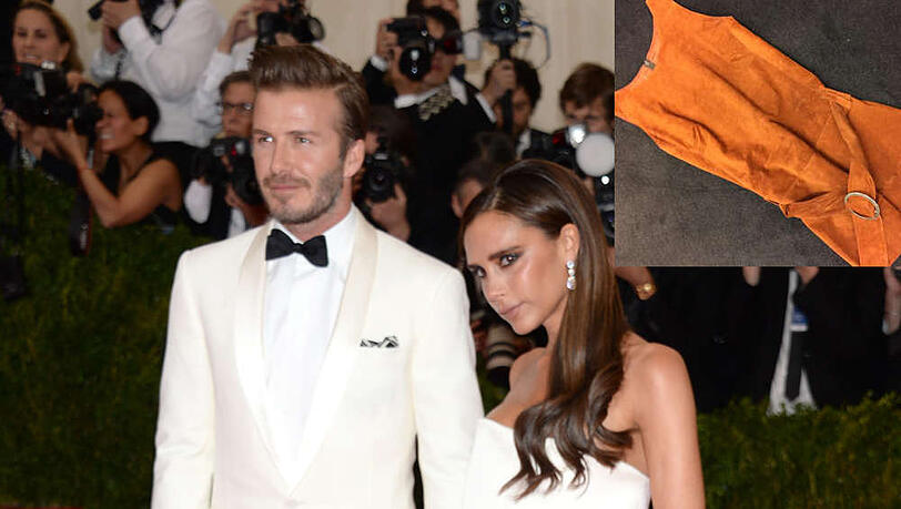 Zu ihrem ersten Date überraschte Victoria Beckham ihren David mit diesem orangenen Kleid Zu ihrem ersten Date überraschte Victoria Beckham ihren David mit diesem orangenen Kleid