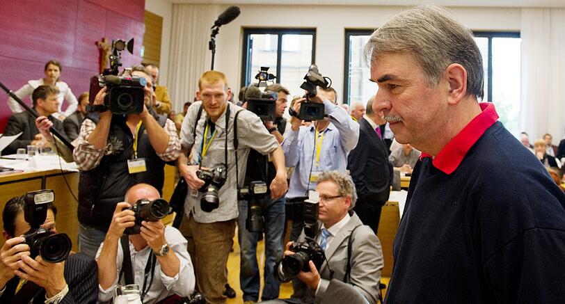 Gustl Mollath vor seiner Vernehmung im Mollath-Untersuchungsausschuss im Bayerischen Landtag