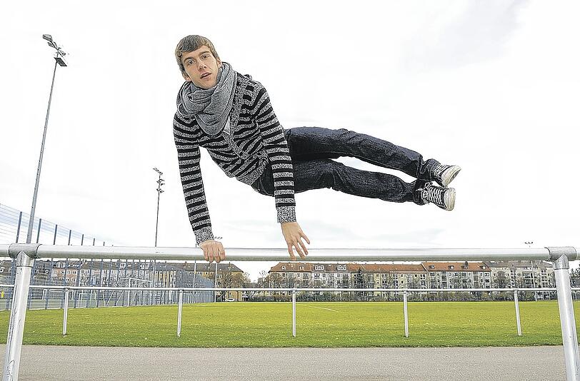 Stefan Bell springt auch nach dem Training noch fidel umher.