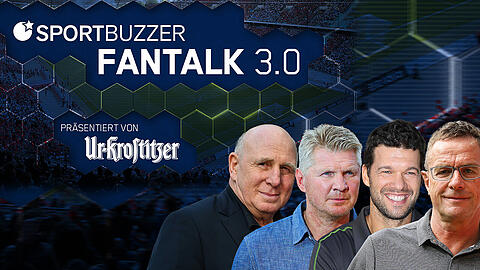 Zu Gast im "Sportbuzzer Fantalk": Ralf Rangnick, Michael Ballack, Stefan Effenberg und Dieter Hoeneß.