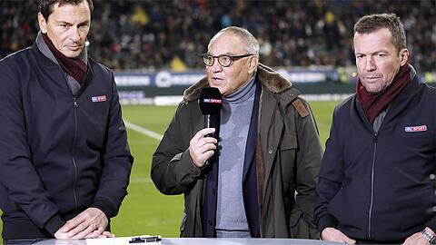 Bayern-Experten unter sich: Ex-Trainer Felix Magath (Mi.) und Ex-Spieler Lothar Matthäus (re.).