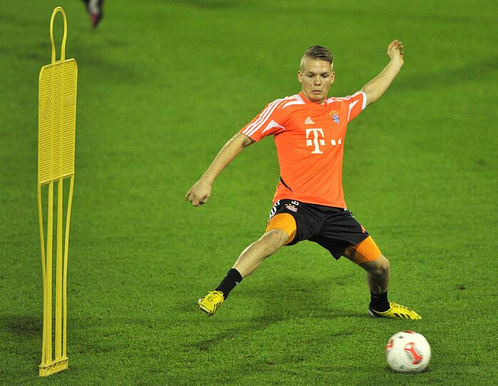 Die Bayern beim Abendtraining.
