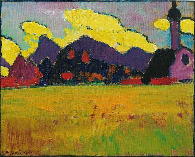 Alexej von Jawlensky &bdquo;Landschaft bei Murnau (Gelbe Abendwolken)&ldquo; (um 1910).