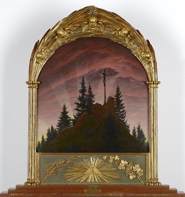 Purple Rain geht hier nicht nieder, aber der Himmel über Caspar David Friedrichs "Tetschener Altar" leuchtet in unfassbar kühnen Farben. Das Bild war ein Skandal und einer der ärgsten Kritiker ätzte: "Wollte hier Landschaft in die Kirchen schleichen und auf die Altäre kriechen?" Die Fundamentalkritik des Juristen Ramdohr ging als Ramdohr-Streit in die Kunstgeschichte ein. Das auch als "Kreuz im Gebirge" bezeichnete Gemälde entstand 1807/08.