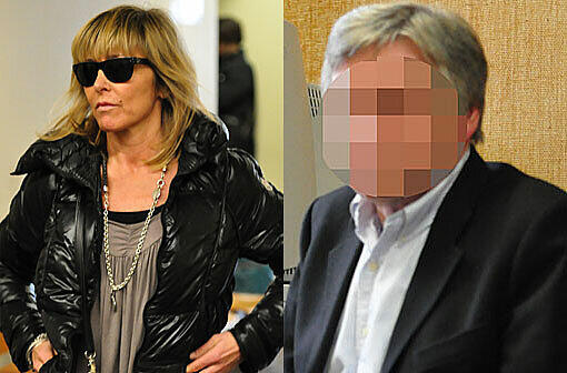 Mit Sonnenbrille: Gundis Zambo
auf dem Weg ins Gericht. Ihr Ex-Lebensgefährte Walter E.
(61) auf der Anklagebank im
Amtsgericht.