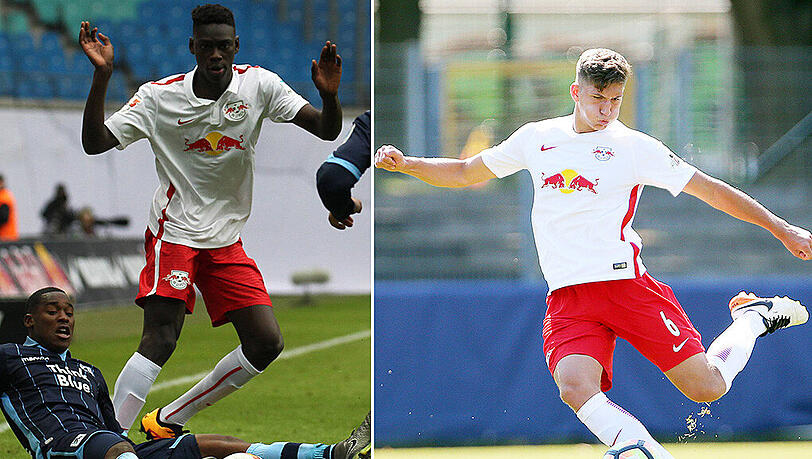 Idrissa Touré (links) feierte in der vergangenen Zweitliga-Saison im Spiel gegen den TSV 1860 sein Profi-Debüt, Vitaly Janelt (rechts) kam 2014 vom Hamburger SV, erhielt bei RB Leipzig erst im Sommer einen Profi-Vertrag. Idrissa Touré (links) feierte in der vergangenen Zweitliga-Saison im Spiel gegen den TSV 1860 sein Profi-Debüt, Vitaly Janelt (rechts) kam 2014 vom Hamburger SV, erhielt bei RB Leipzig erst im Sommer einen Profi-Vertrag.