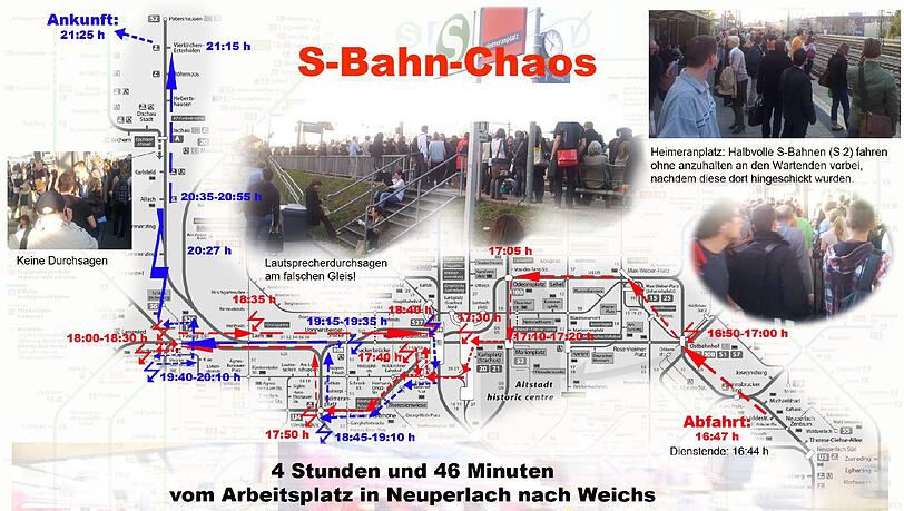 Das ist die Irrfahrts-Skizze, die Ferdinand Kauppert selbst angefertigt hat. Zuerst fuhr er entlang des roten Pfeils bis Pasing und zurück zum Hauptbahnhof. Ab dann ist der Pfeil blau. Entlang der doppelt gefärbten Linien fuhr er also zweimal. Das ist die Irrfahrts-Skizze, die Ferdinand Kauppert selbst angefertigt hat. Zuerst fuhr er entlang des roten Pfeils bis Pasing und zurück zum Hauptbahnhof. Ab dann ist der Pfeil blau. Entlang der doppelt gefärbten Linien fuhr er also zweimal.