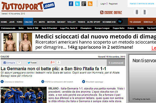 Tuttosport: "Gut so: Deutschland schlägt uns nicht"