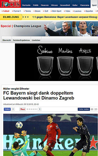 Auch bei FOCUS Online steht der Doppeltorschütze im Mittelpunkt.