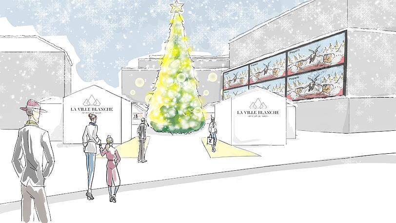 Auch der darf nicht fehlen: der Christbaum in der &bdquo;Ville Blanche&ldquo;.