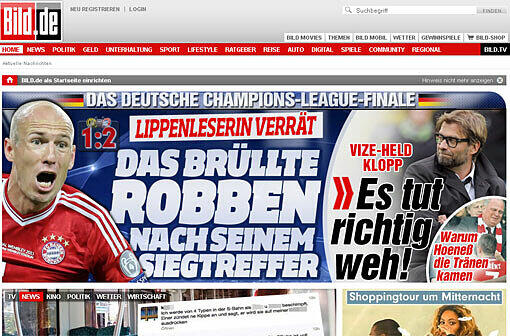 Die Kollegen der Bild-Zeitung wollen sogar wissen, was Robben nach seinem Treffer schrie.