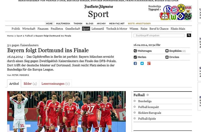Trocken, sachlich die FAZ.