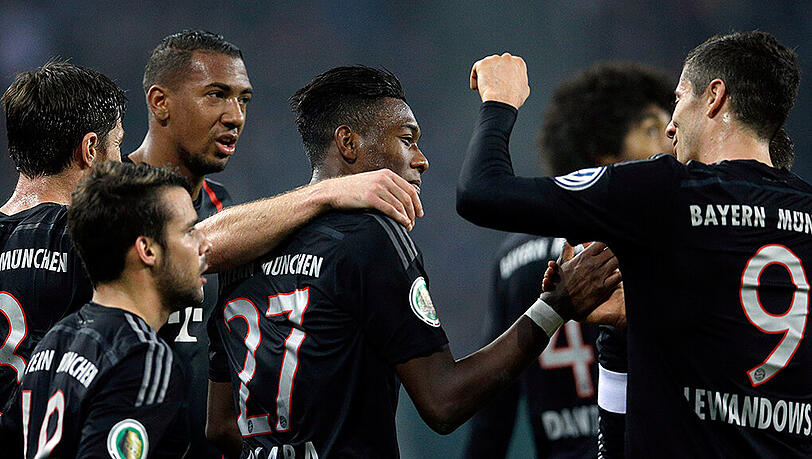 Die Spieler des FC Bayern nach dem Treffer zur zwischenzeitlichen 2:0-Führung. Die Spieler des FC Bayern nach dem Treffer zur zwischenzeitlichen 2:0-Führung.