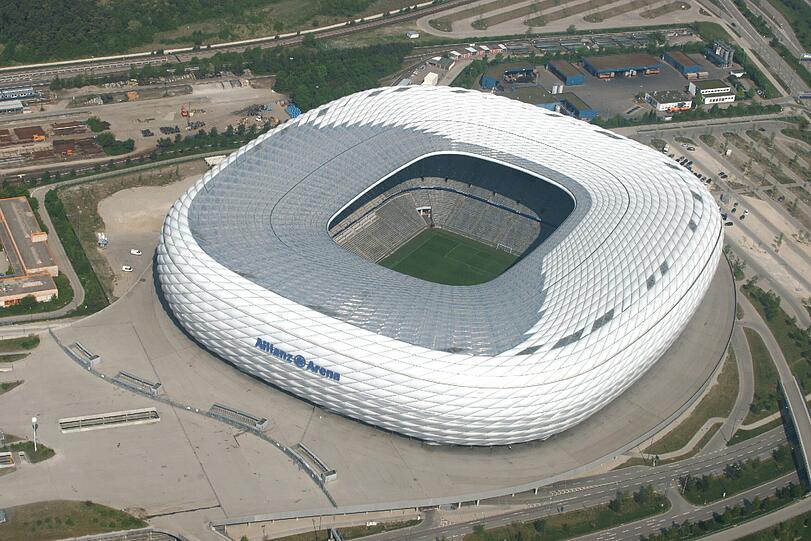 Das Ufo ist gelandet: Aus der Vogelperspektive wirkt die Allianz Arena fast quadratisch.