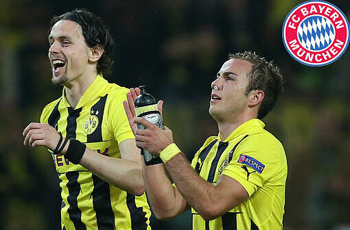 Mario Götze (rechts) bejubelt mit Neven Subotic den 4:1-Hinspielsieg gegen Real Madrid