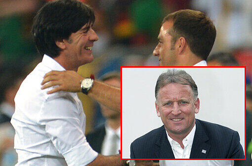 Jubeln in Lemberg: Bundestrainer Joachim Löw (r.) und sein Assistent Hansi Flick. In der AZ schreibt Andreas Brehme seine EM-Kolumne
