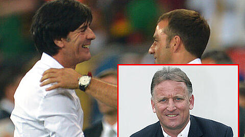 Jubeln in Lemberg: Bundestrainer Joachim Löw (r.) und sein Assistent Hansi Flick. In der AZ schreibt Andreas Brehme seine EM-Kolumne