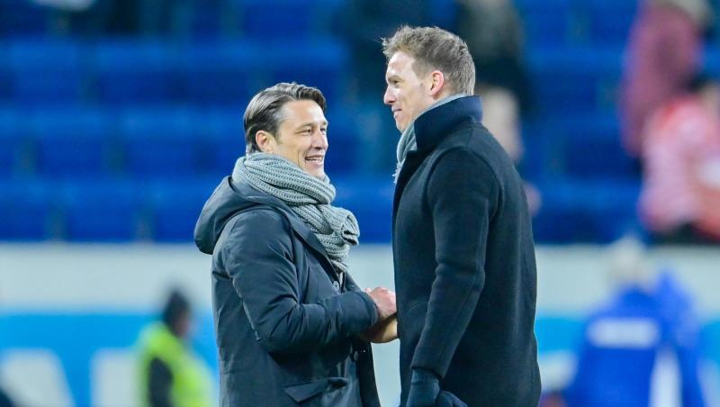 Niko Kovac (l) will mit dem FC Bayern Julian Nagelsmann mit RB Leipzig vom Spitzenplatz der Tabelle verdrängen. Foto (Archiv): Uwe Anspach Niko Kovac (l) will mit dem FC Bayern Julian Nagelsmann mit RB Leipzig vom Spitzenplatz der Tabelle verdrängen. Foto (Archiv): Uwe Anspach