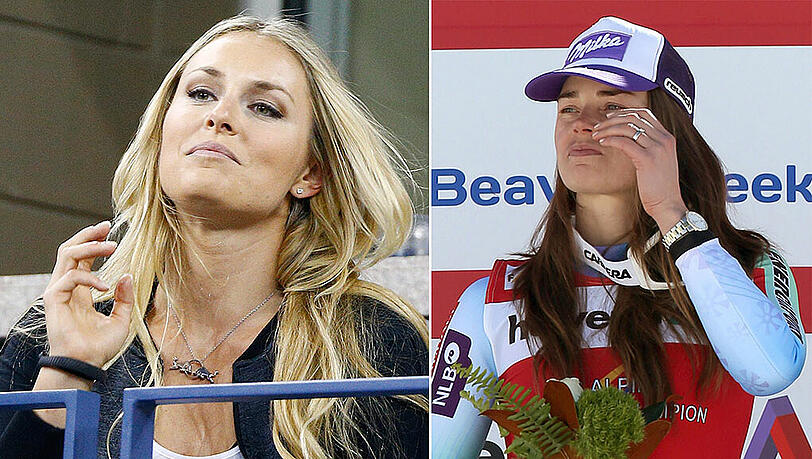 Tina Maze (re.) kann die Tränen von Lindsey Vonn verstehen. Tina Maze (re.) kann die Tränen von Lindsey Vonn verstehen.