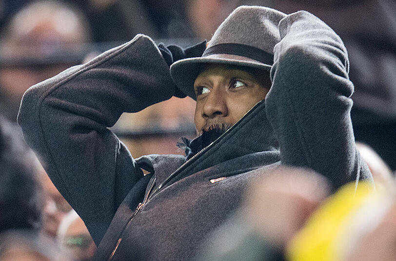 Pierre-Emerick Aubameyang am Mittwoch auf der Tribüne des Signal-Iduna-Parks in Dortmund.
