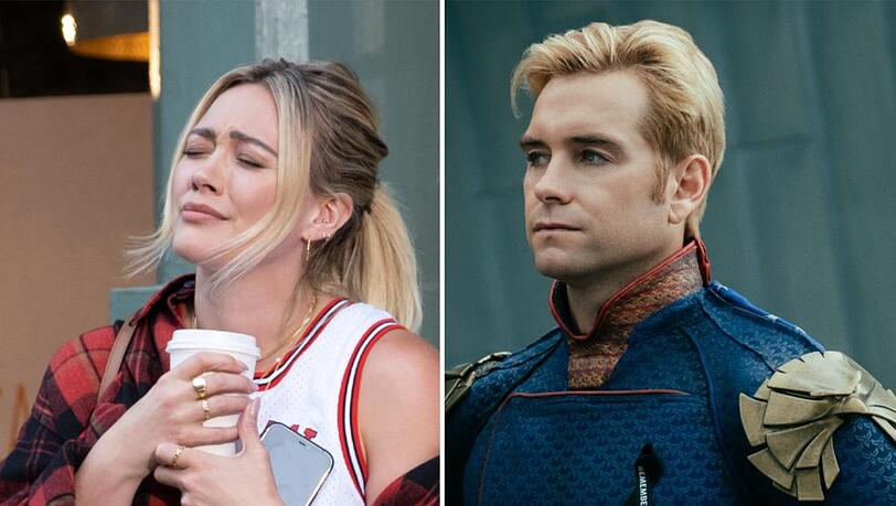 Herzschmerz links, nur Schmerz rechts: Single Sophie (Hilary Duff) in "How I Met Your Father" und Horror-Held Homelander (Antony Starr) aus "The Boys".